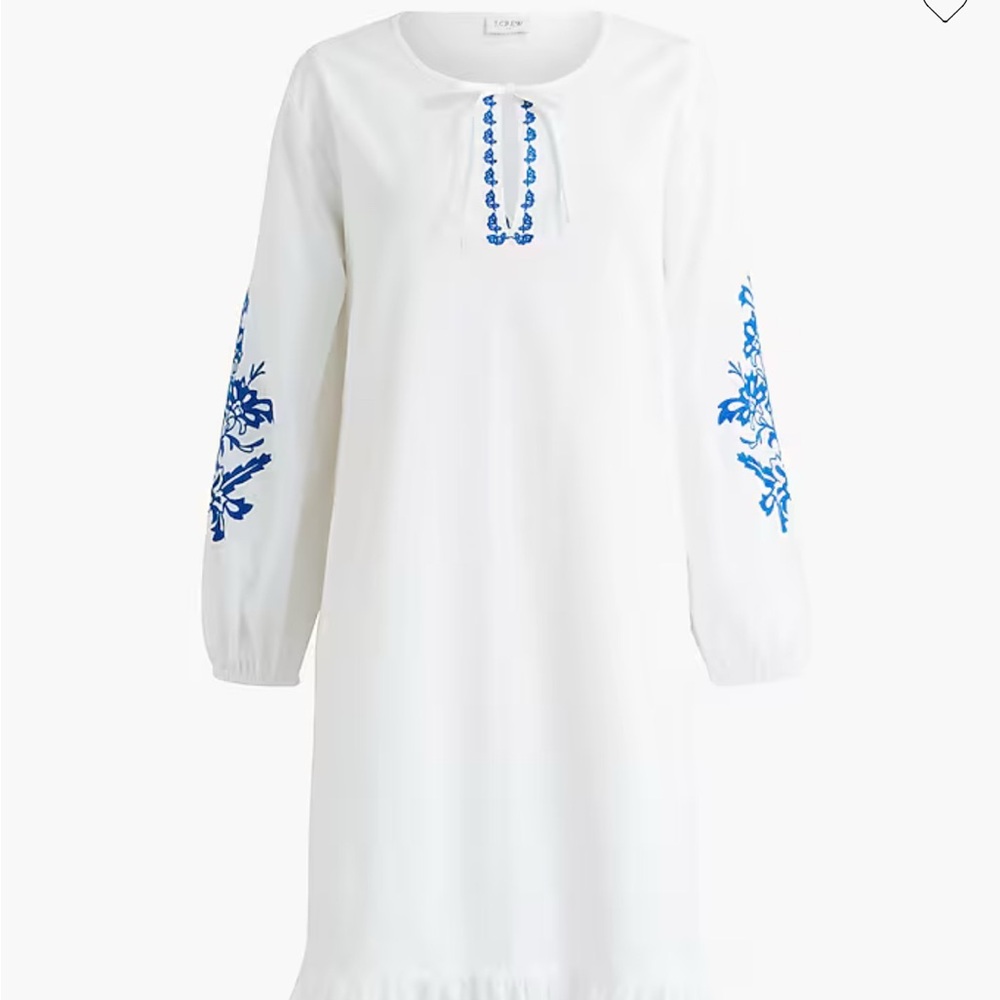 J. Crew Long-sleeve mini dress with embroidery